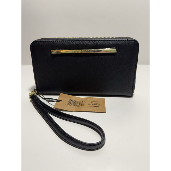 Steve Madden Handbags - Steve Madden BZIPPY Wallet Black Gold Zip All Around Wristlet New with Tag